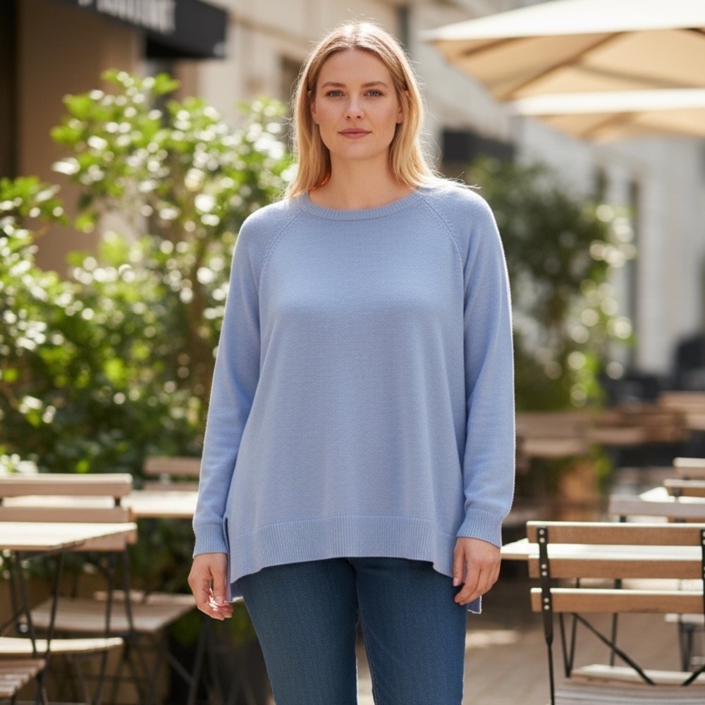 Eileen Fisher Soft Blue Knit Top